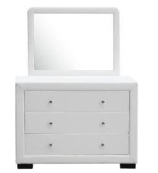 Commode et Miroir Simili Blanc Sun Set - Photo n°1