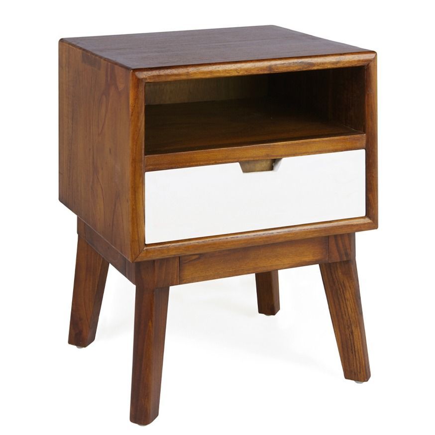 Chevet 1 tiroir et 1 niche bois massif de mindi Kretos 60 cm - Photo n°1