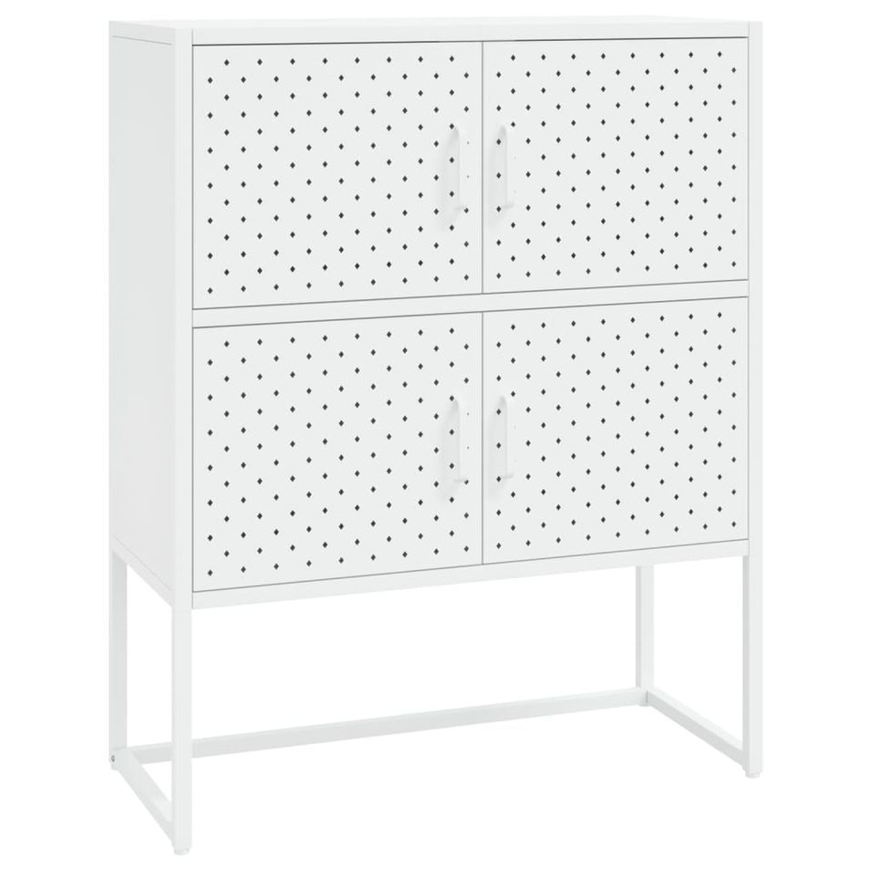 Commode haute de rangement acier blanc 80x35x100 cm Barouka - Photo n°1
