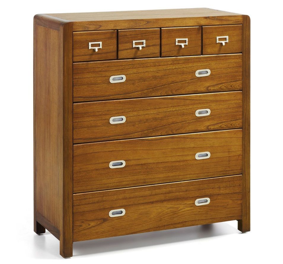 Commode haute en bois massif de Mindy marron 8 tiroirs SOKY - Photo n°1