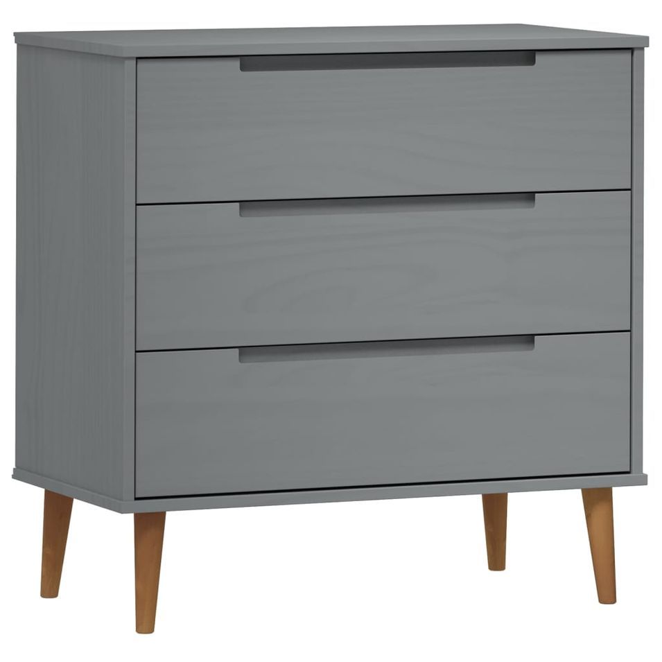 Commode MOLDE Gris 80x40x80 cm Bois de pin massif - Photo n°1