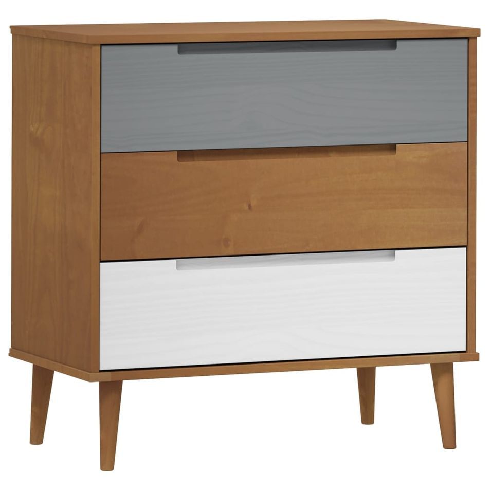Commode MOLDE Marron 80x40x80 cm Bois de pin solide - Photo n°1