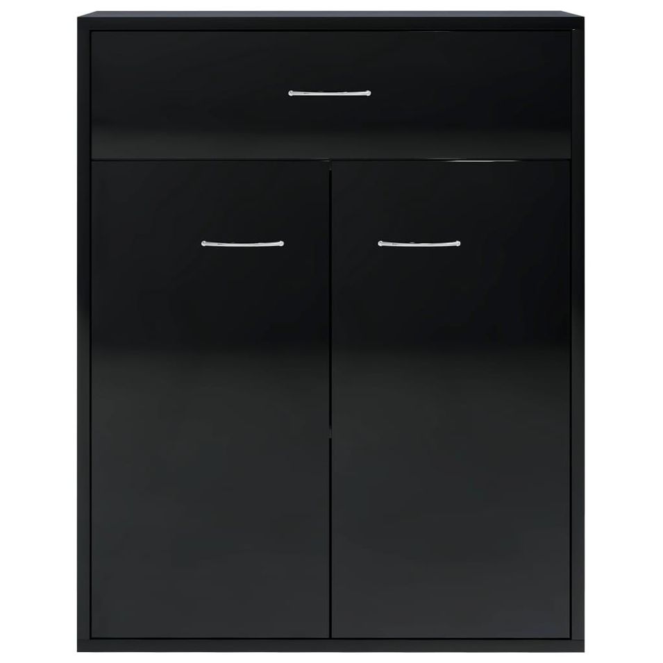 Commode Noir brillant 60x30x75 cm - Photo n°1