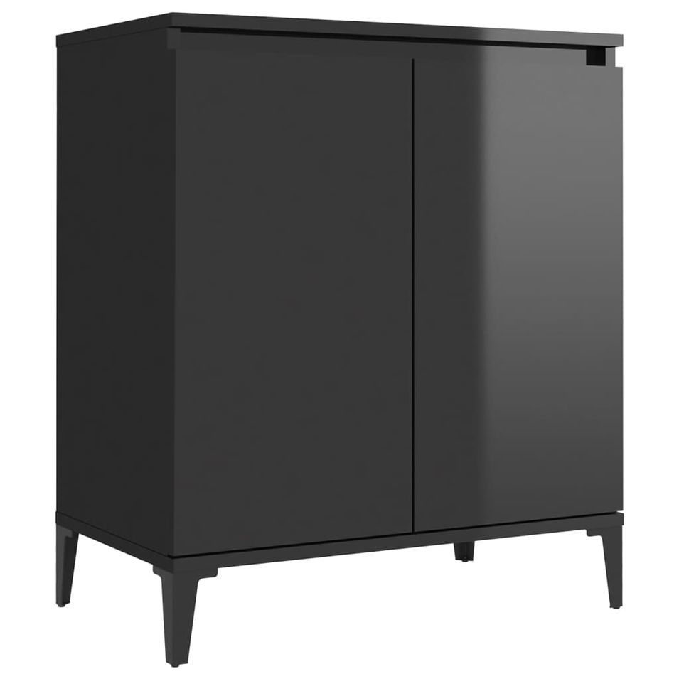 Commode Noir brillant 60x35x70 cm - Photo n°1
