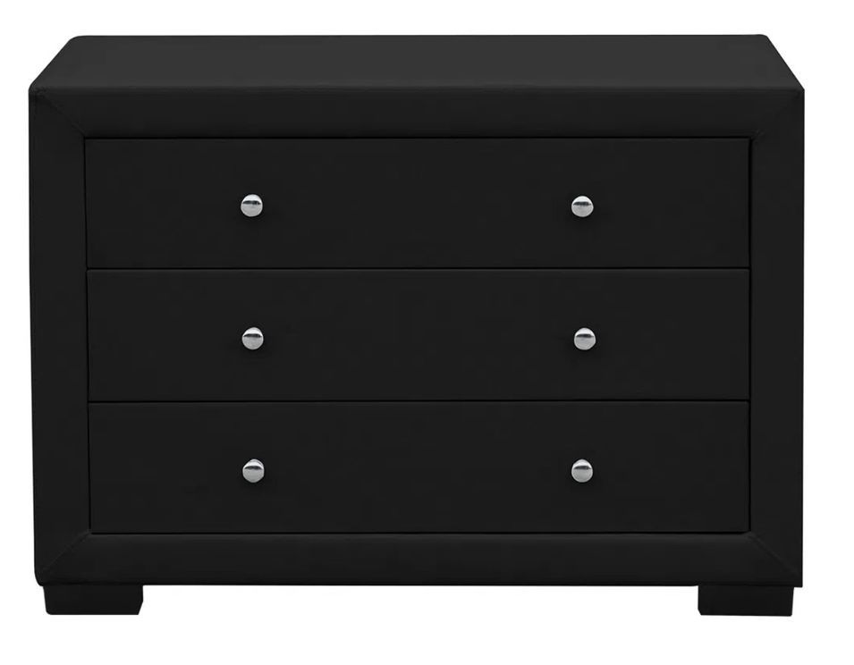 Commode similicuir noir 3 tiroirs Modena 102 cm - Photo n°1