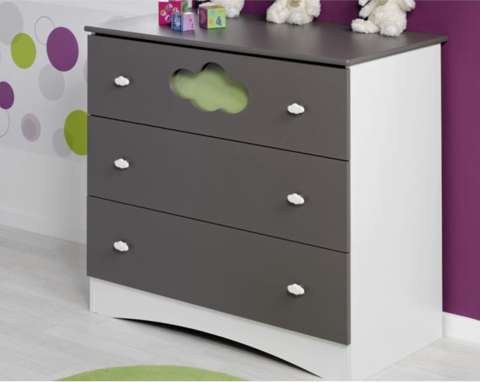 Commode taupe 3 tiroirs Ciela - Photo n°1