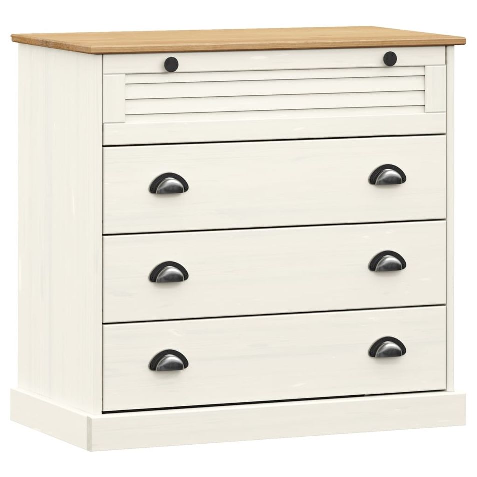 Commode VIGO blanc 80x40x76 cm bois massif de pin - Photo n°1