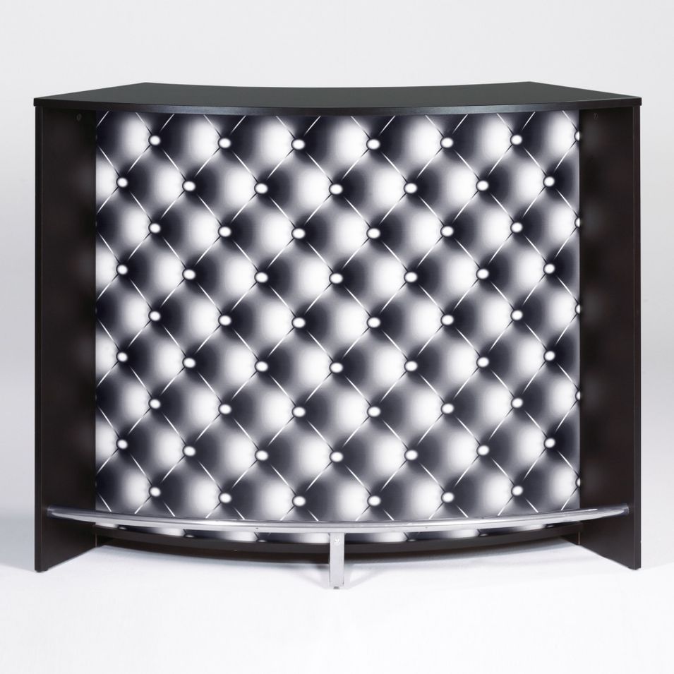 Comptoir de bar 2 portes noir et imprimé capiton noir Snack 134 cm - Photo n°1