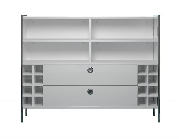 Comptoir de bar 2 tiroirs bois MDF blanc Arnaud - Photo n°1