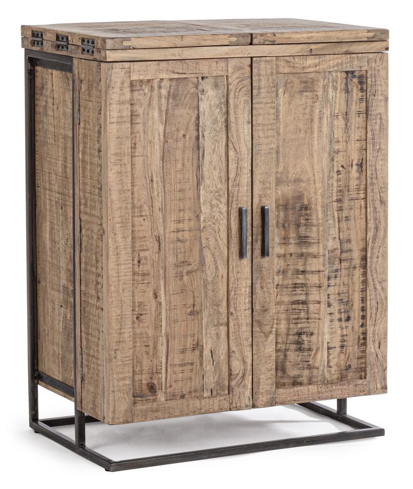 Comptoir de bar acacia 2 portes 2 tiroirs Elmer L 80 cm - Photo n°1