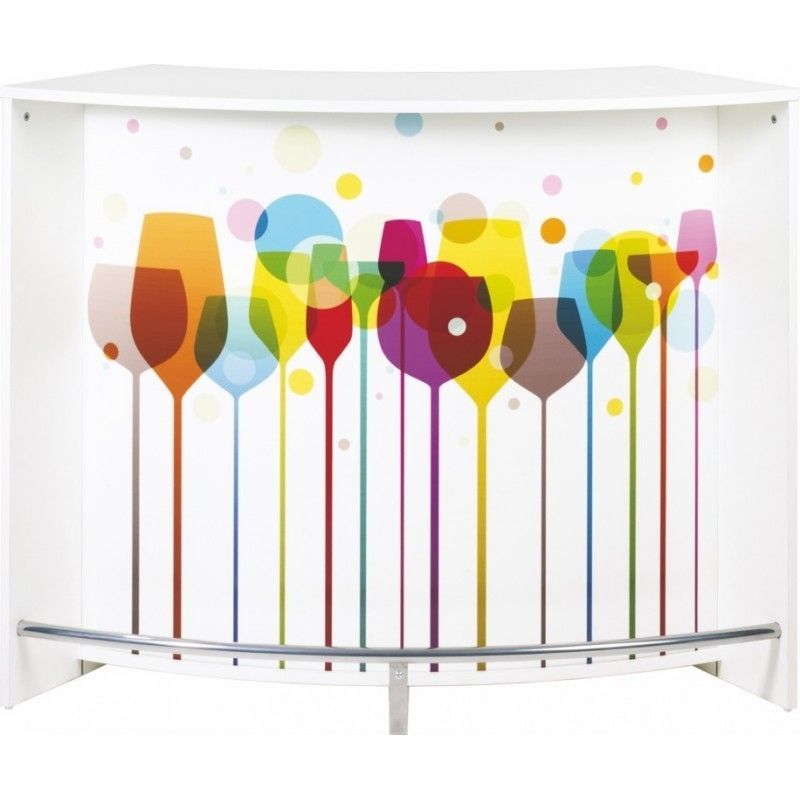 Comptoir de bar blanc et imprimé verres Snack 134 - Photo n°1