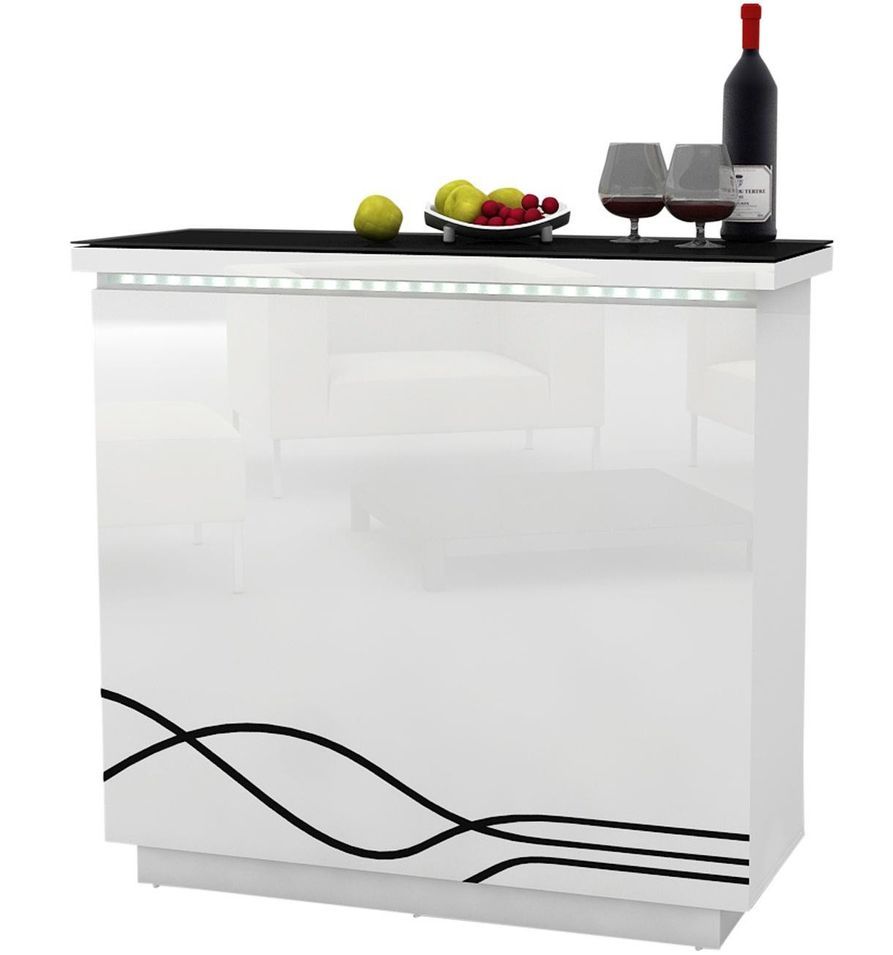 Comptoir de bar bois laqué blanc Cormier L 119 cm - Photo n°1