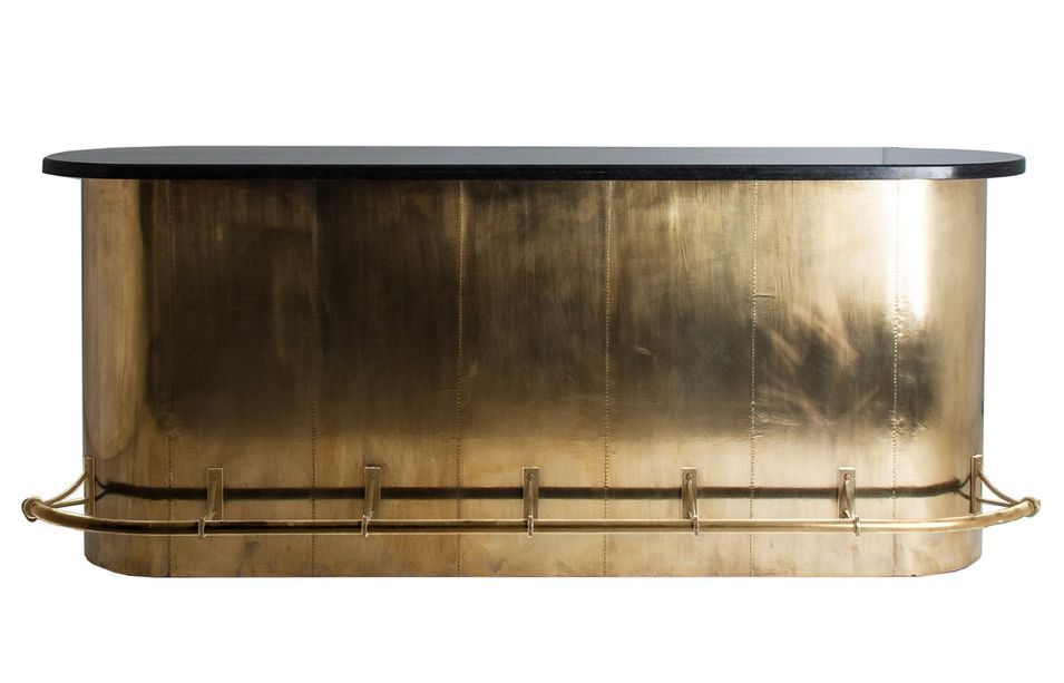 Comptoir de bar marbre noir et métal doré Nood - Photo n°1