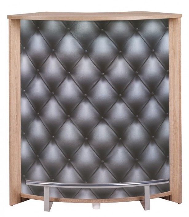 Comptoir de bar naturel et imprimé capiton noir Snack 96 cm - Photo n°1