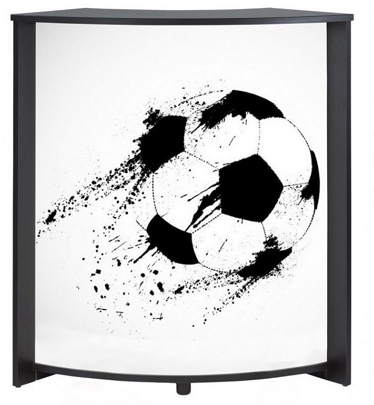 Comptoir de bar noir et imprimé ballon de foot Snack 96 cm - Photo n°1
