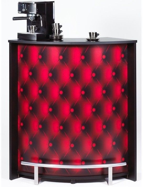 Comptoir de bar noir et imprimé capiton rouge Snack 96 - Photo n°1