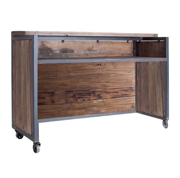 Comptoir de bar pin massif recyclé foncé Villa - Photo n°1