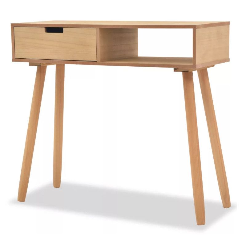 Console 1 tiroir bois et pin massif clair Lain - Photo n°1