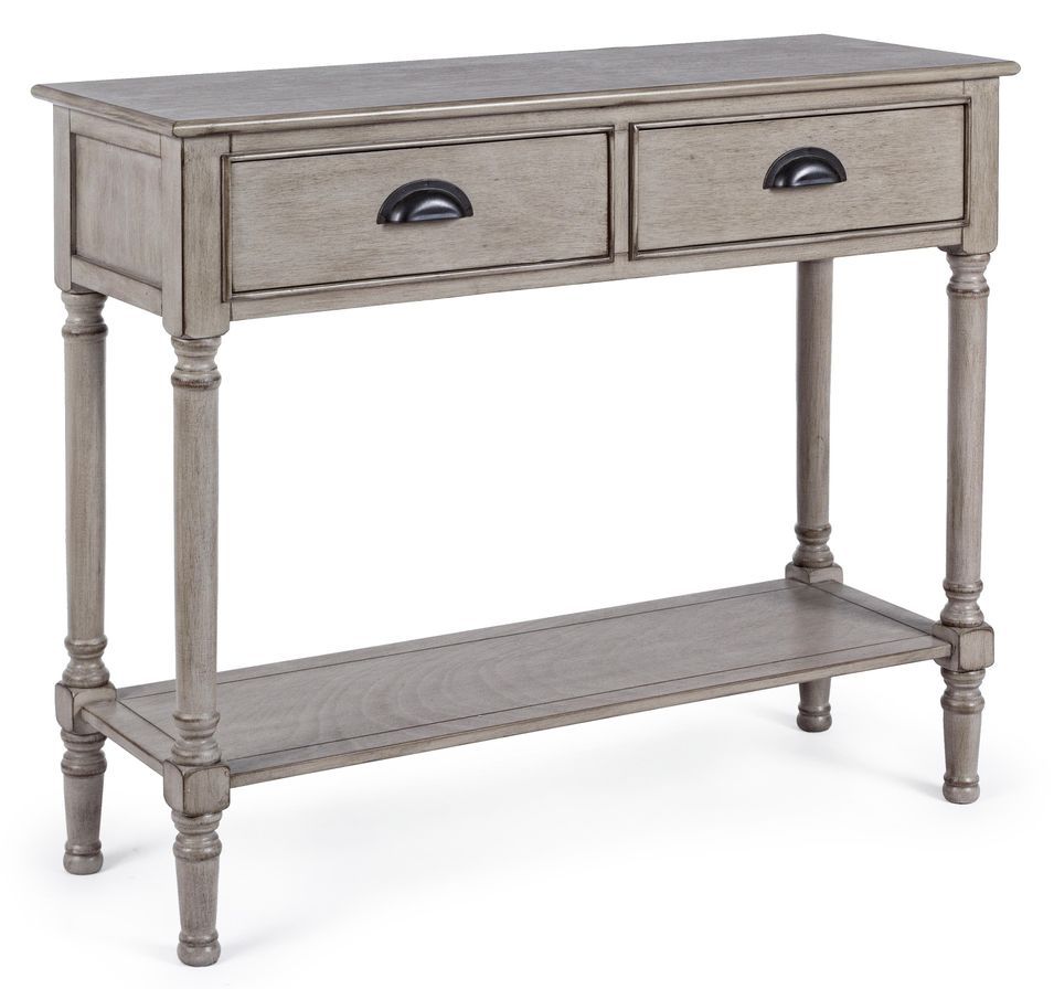 Console 2 tiroirs bois de pin marron Margo L 90 cm - Photo n°1