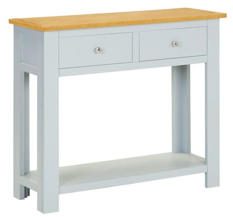 Console 2 tiroirs chêne clair et acacia massif gris clair Simonn - Photo n°1