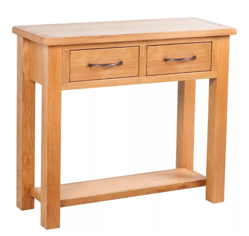 Console 2 tiroirs chêne massif clair Candice - Photo n°1