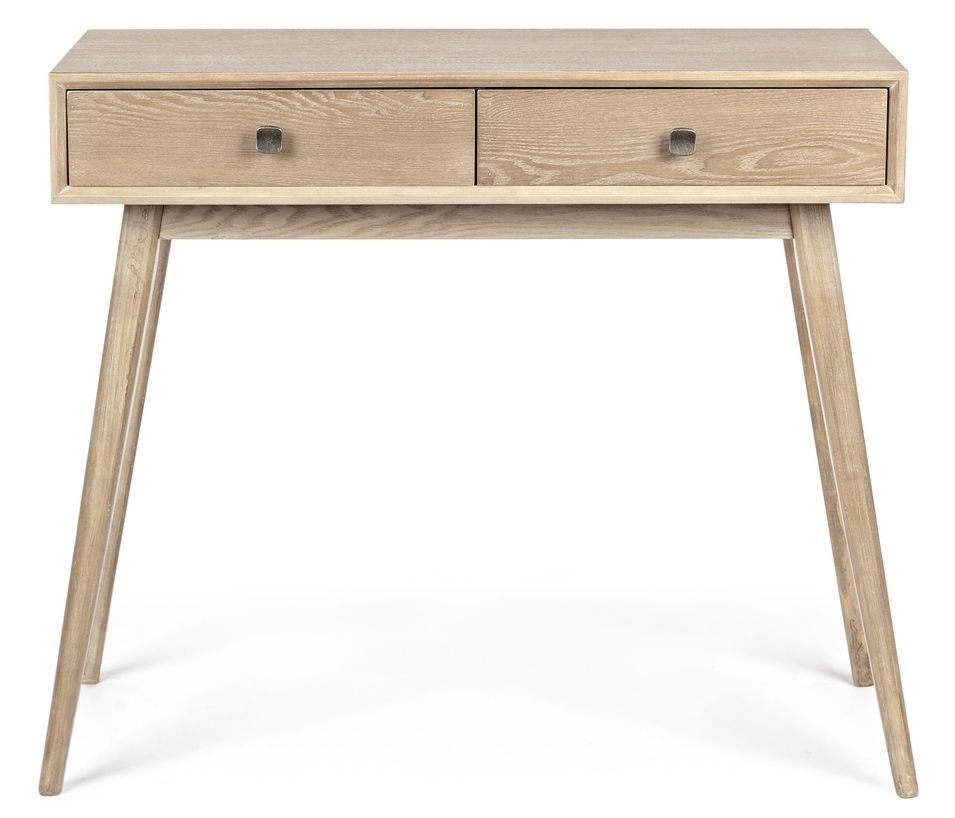 Console 2 tiroirs en bois de frêne naturel Yanky 90 cm - Photo n°1