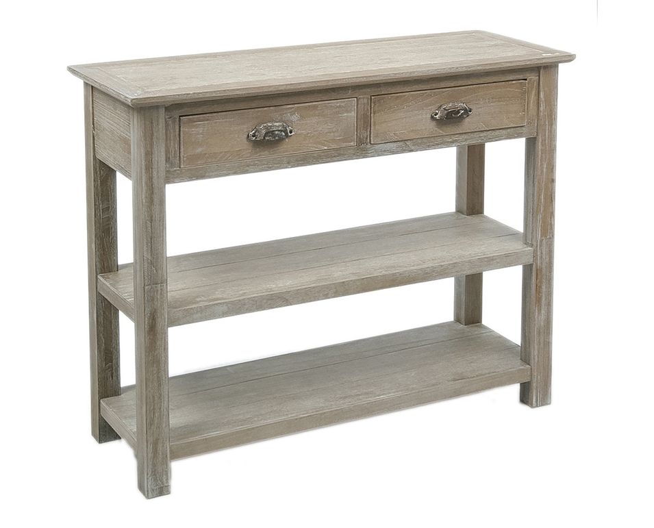 Console 2 tiroirs en bois massif naturel Natura L 100 cm - Photo n°1