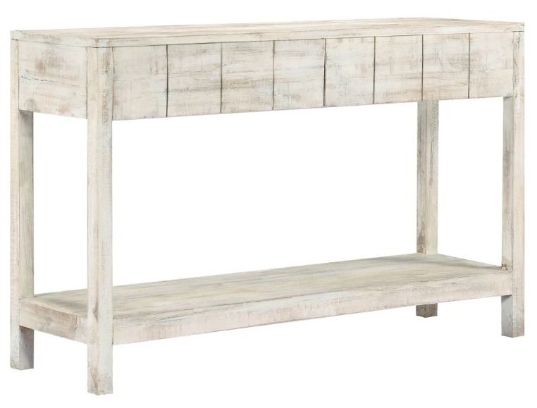 Console 2 tiroirs manguier massif blanc brossé Bill - Photo n°1