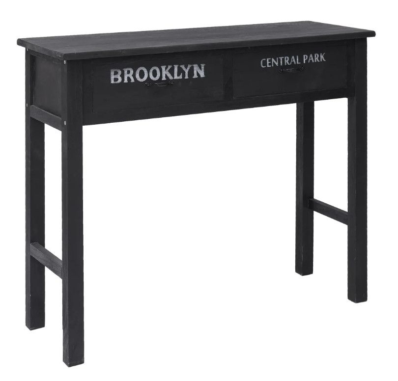 Console 2 tiroirs paulownia massif noir Imma L 90 - Photo n°1