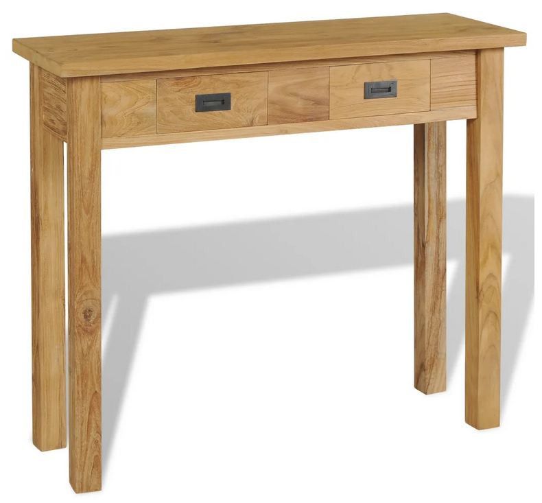 Console 2 tiroirs teck massif clair Kreff - Photo n°1