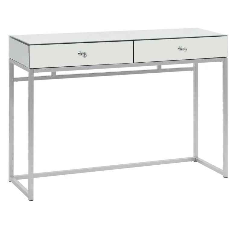 Console 2 tiroirs verre et métal blanc Glossy - Photo n°1