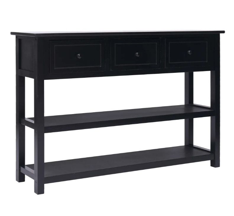 Console 3 tiroirs 2 étagères paulownia et peuplier noir Maho - Photo n°1