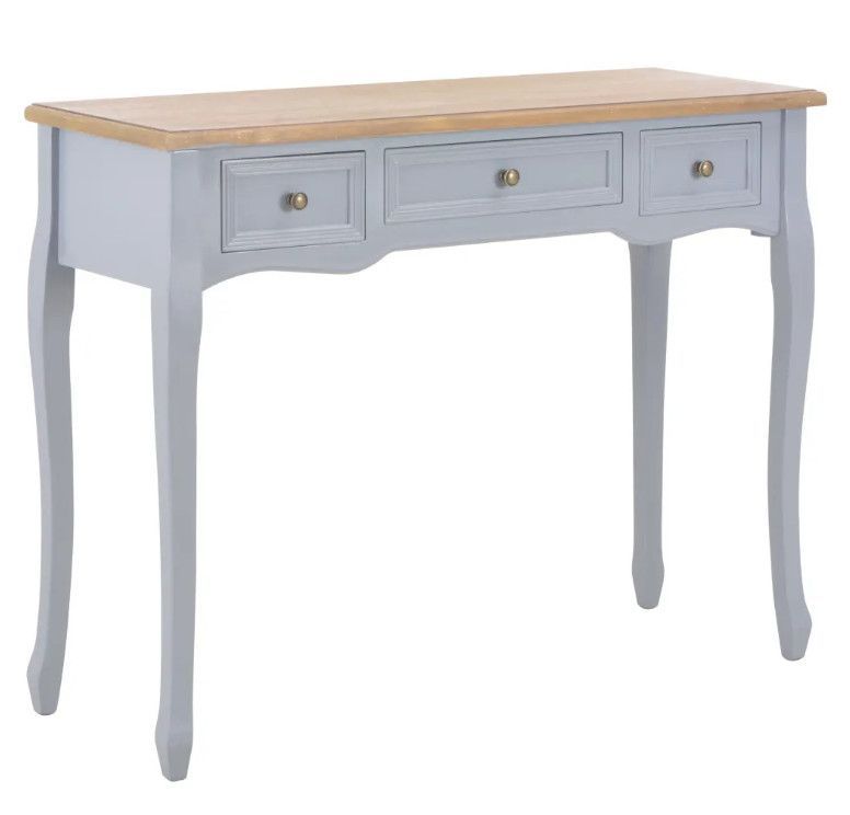 Console 3 tiroirs bois clair et pin massif gris Dean - Photo n°1