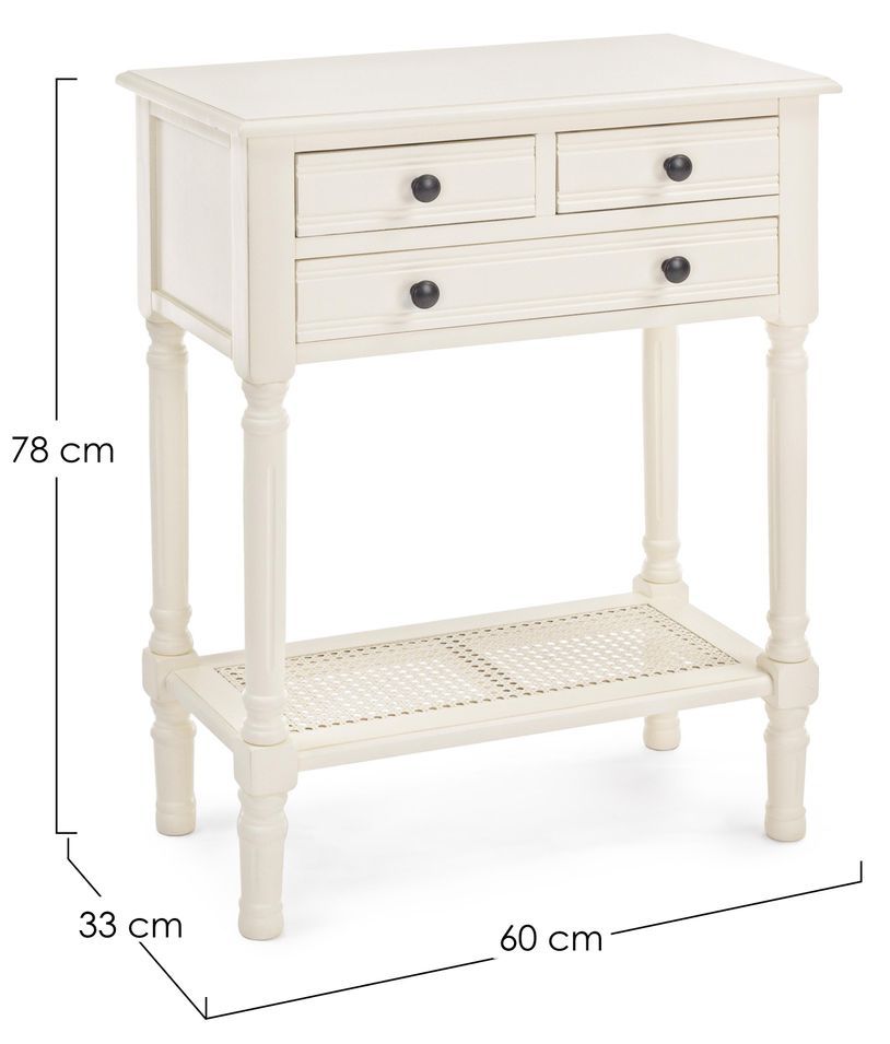 Console 3 tiroirs bois de pin blanc Bella L 60 cm - Photo n°3