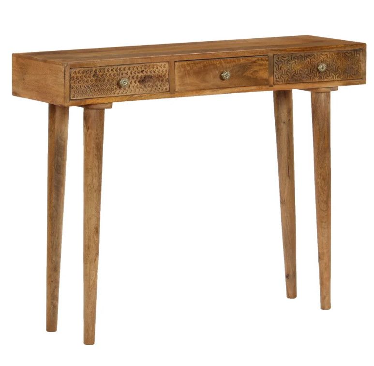 Console 3 tiroirs manguier massif foncé Grey - Photo n°1