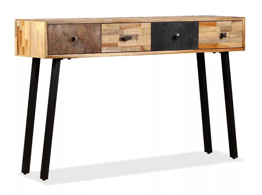 Console 4 tiroirs teck recyclé et pieds métal noir Voust - Photo n°1