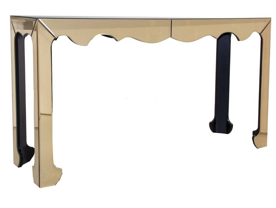 Console art déco bois noir et doré et miroir Shym - Photo n°1