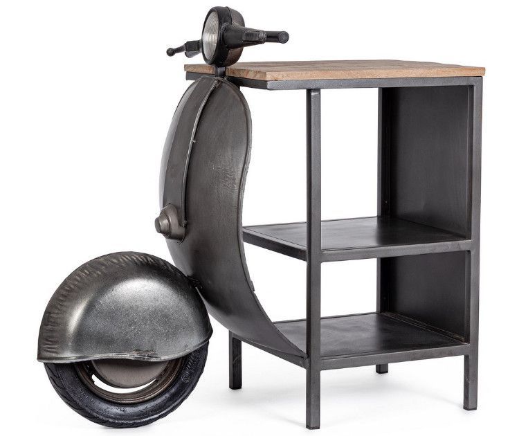 Console bar Vespa acier gris mat avec étagere 104 cm - Photo n°1
