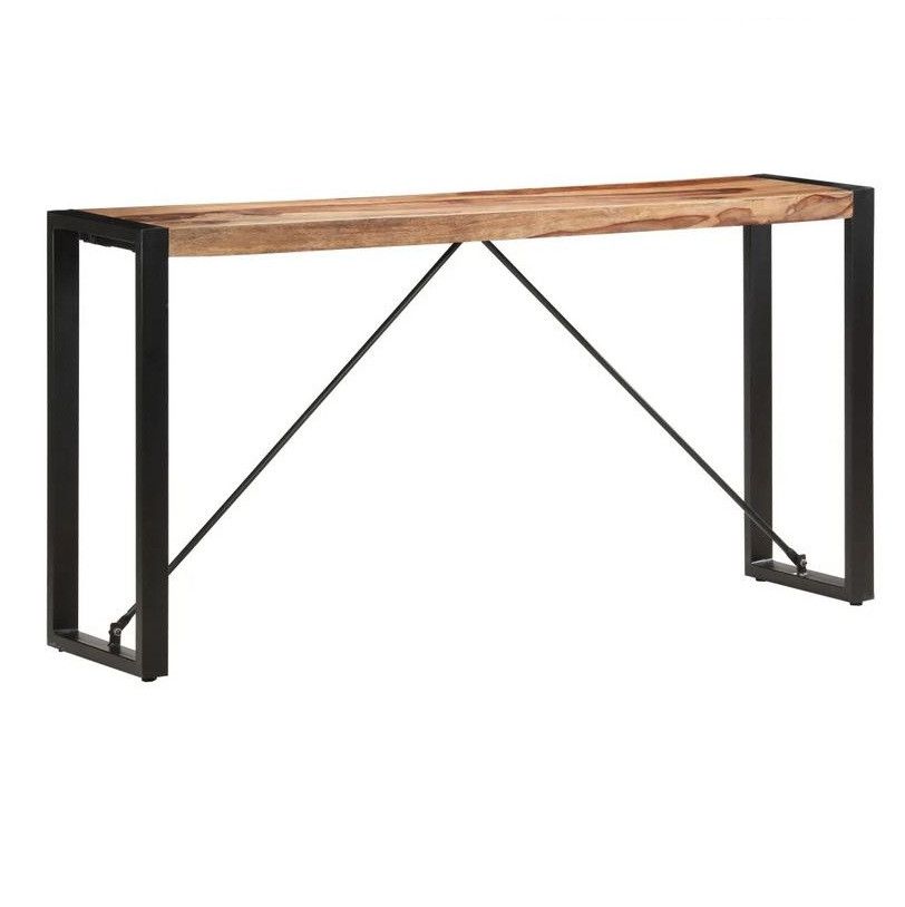 Console bois de récupération massif clair et métal noir Cocio - Photo n°1