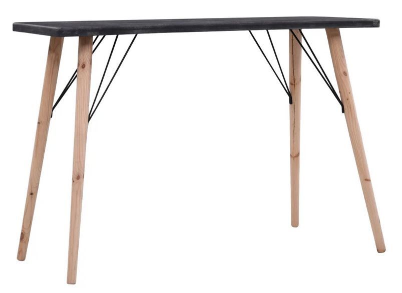 Console bois gris effet béton et pieds pin massif clair Nelis - Photo n°1