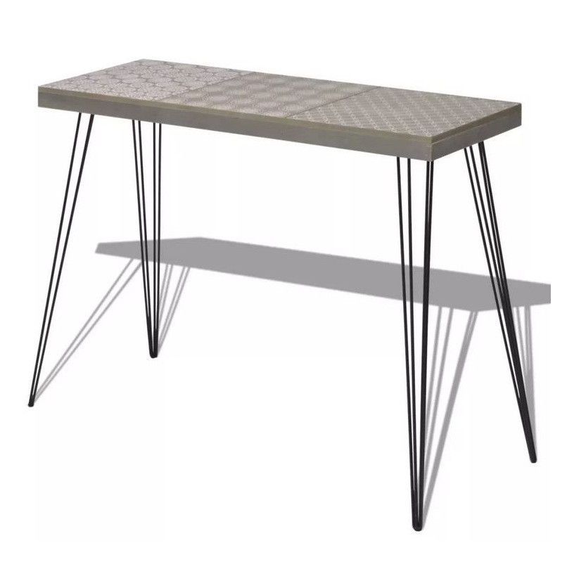 Console bois gris et pieds métal noir Simma - Photo n°1