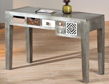 Console bois massif et métal gris Destino - Photo n°1