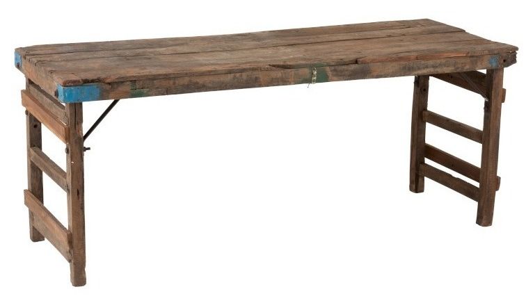 Console bois massif recyclé foncé vieilli Vina L 152 cm - Photo n°1