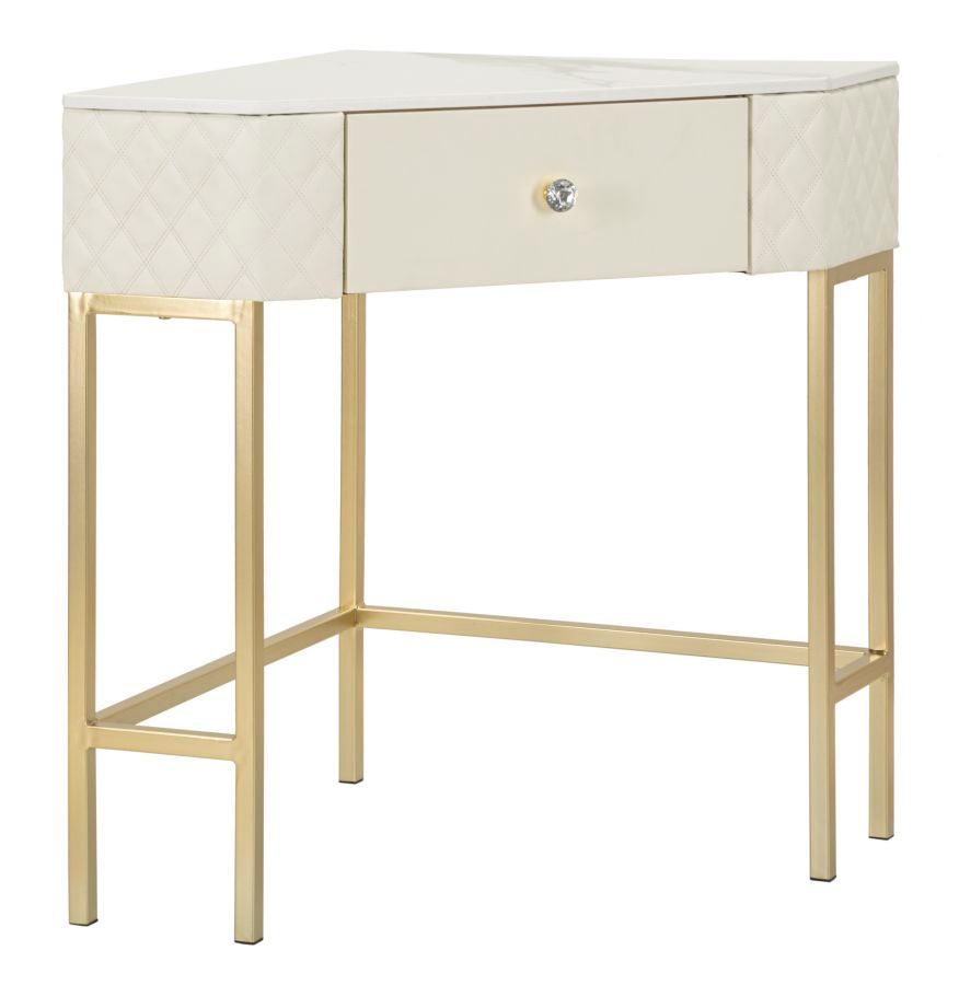 Console d’angle cuir matelassé doré design Sharon - Photo n°1