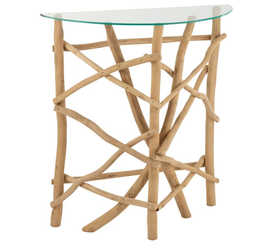 Console demi-cercle branche teck naturel Vian L 90 cm - Photo n°1