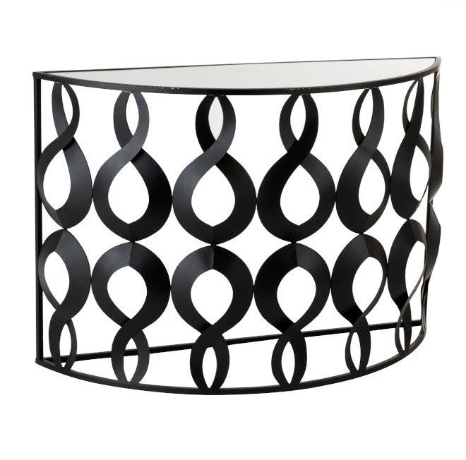 Console demi-lune verre et pieds métal noir Diere - Photo n°1