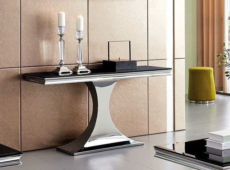 Console design acier chromé et noir trempé Dazer - Photo n°1