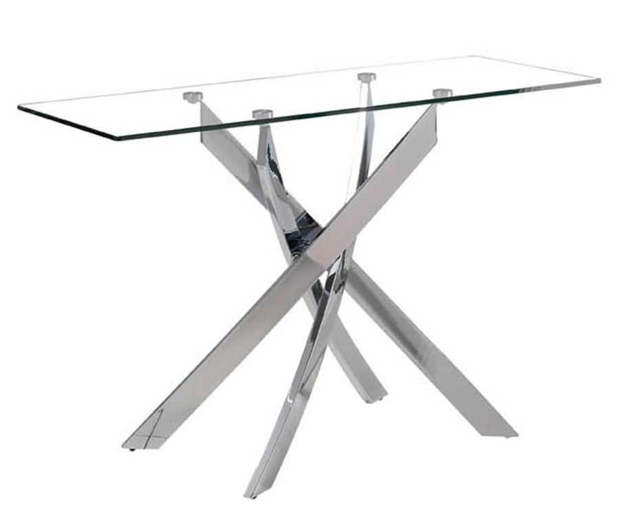 Console design acier chromé et verre trempé Princia - Photo n°1