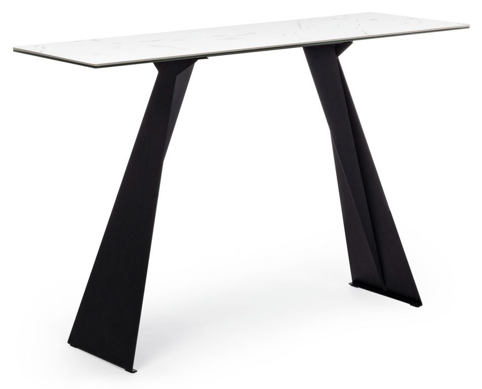 Console design BAKOA – Céramique blanche & pieds en acier noir – 120 cm - Photo n°1