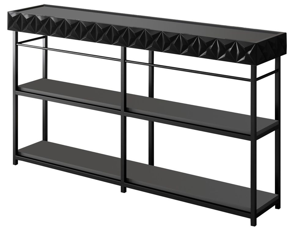 Console design bois anthracite et métal noir Tonya 152 cm - Photo n°1
